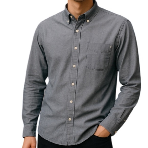 TIMBERLAND Mens Brushed Cotton Button Down Shirt Long Sleeve Logo Slim Fit S - Picture 1 of 13
